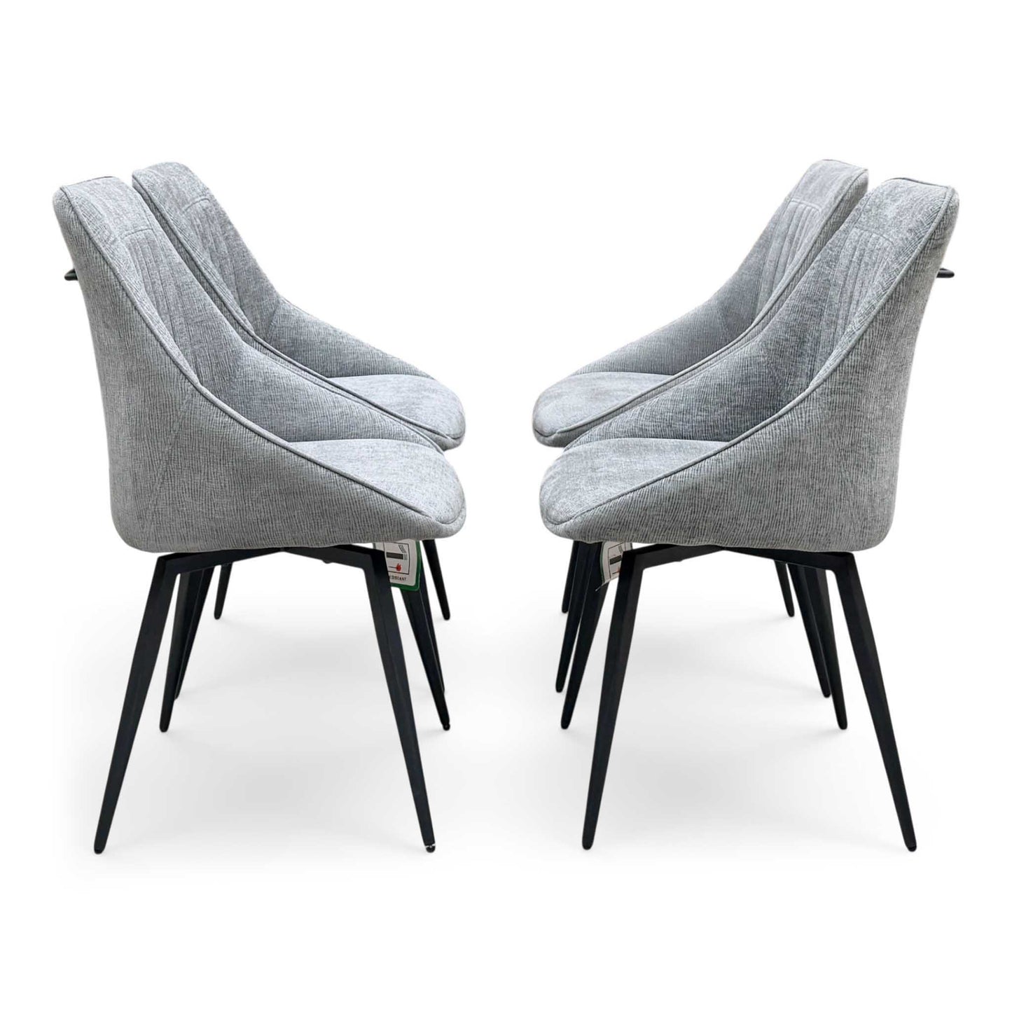 'Crete' Ceramic Top 180cm Large Extending Dining Table with Dark Grey Fabric Swivel Dining Chairs - Set of 4