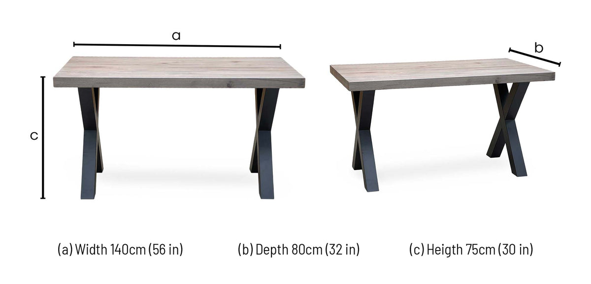 Bodahl ‘Terra’ 8 Vintage Grey Solid Oak Compact Straight Edge Dining Table with X Shaped Legs – view 9