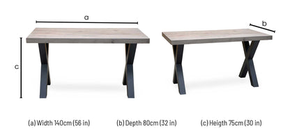 Bodahl ‘Terra’ 8 Vintage Grey Solid Oak Compact Straight Edge Dining Table with X Shaped Legs – view 9