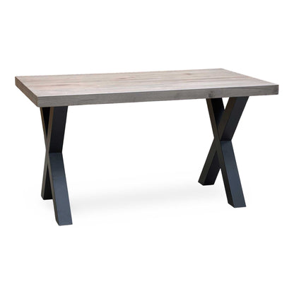 Bodahl ‘Terra’ 8 Vintage Grey Solid Oak Compact Straight Edge Dining Table with X Shaped Legs
