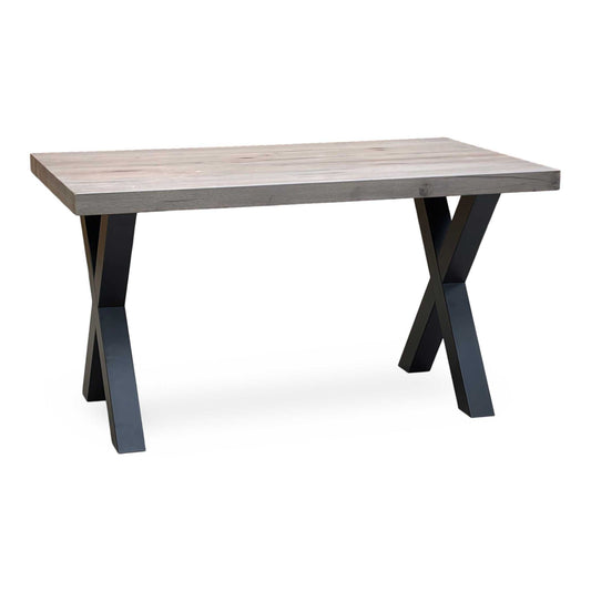 Bodahl ‘Terra’ 8 Vintage Grey Solid Oak Compact Straight Edge Dining Table with X Shaped Legs