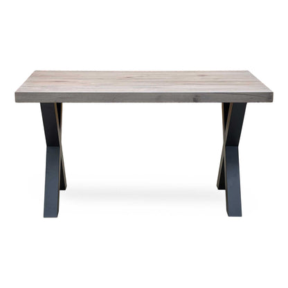 Bodahl ‘Terra’ 8 Vintage Grey Solid Oak Compact Straight Edge Dining Table with X Shaped Legs – view 4