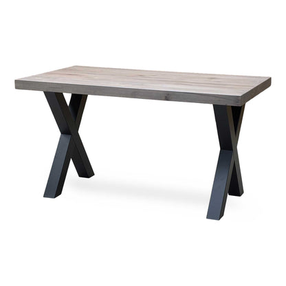 Bodahl ‘Terra’ 8 Vintage Grey Solid Oak Compact Straight Edge Dining Table with X Shaped Legs – view 5