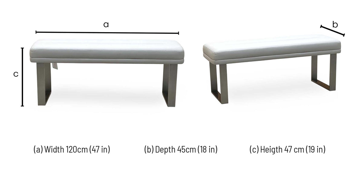 ‘Avorio’ Neutral Faux Leather Low Dining Bench – view 9