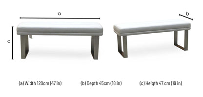 ‘Avorio’ Neutral Faux Leather Low Dining Bench – view 9