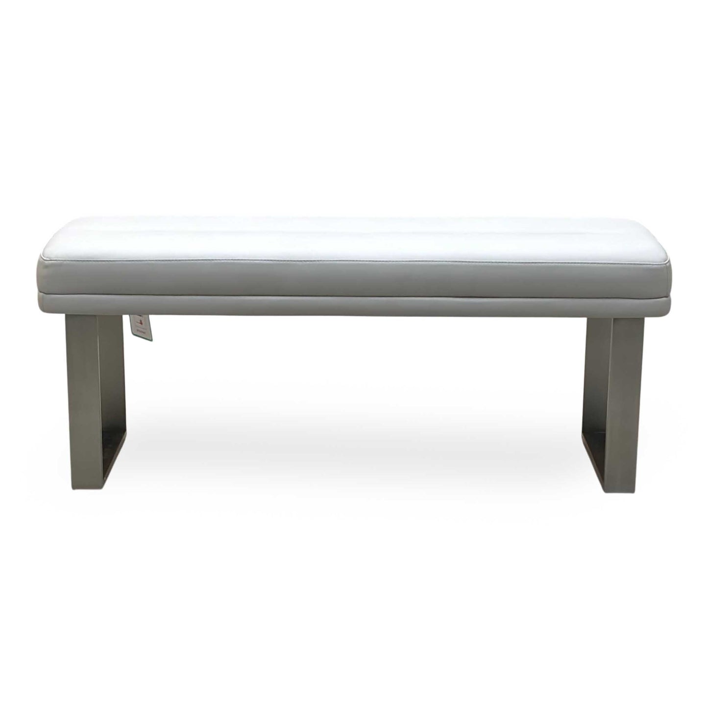 ‘Avorio’ Neutral Faux Leather Low Dining Bench – view 4