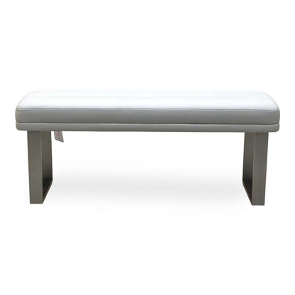 ‘Avorio’ Neutral Faux Leather Low Dining Bench – view 4