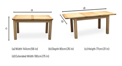 Furnitureland ‘Augusta’ Solid Oak Small Rectangular Extending Dining Table