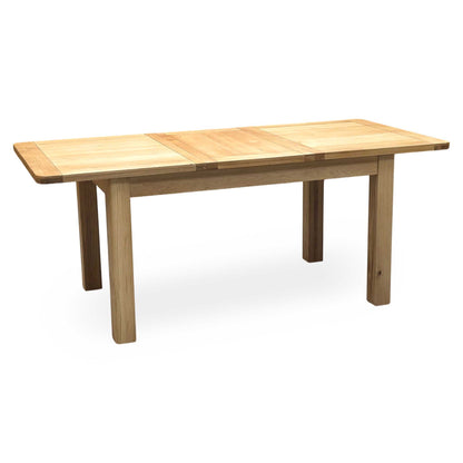 Furnitureland ‘Augusta’ Solid Oak Small Rectangular Extending Dining Table with Grey Cowboy Upholstered Dining Chairs - Set of 4
