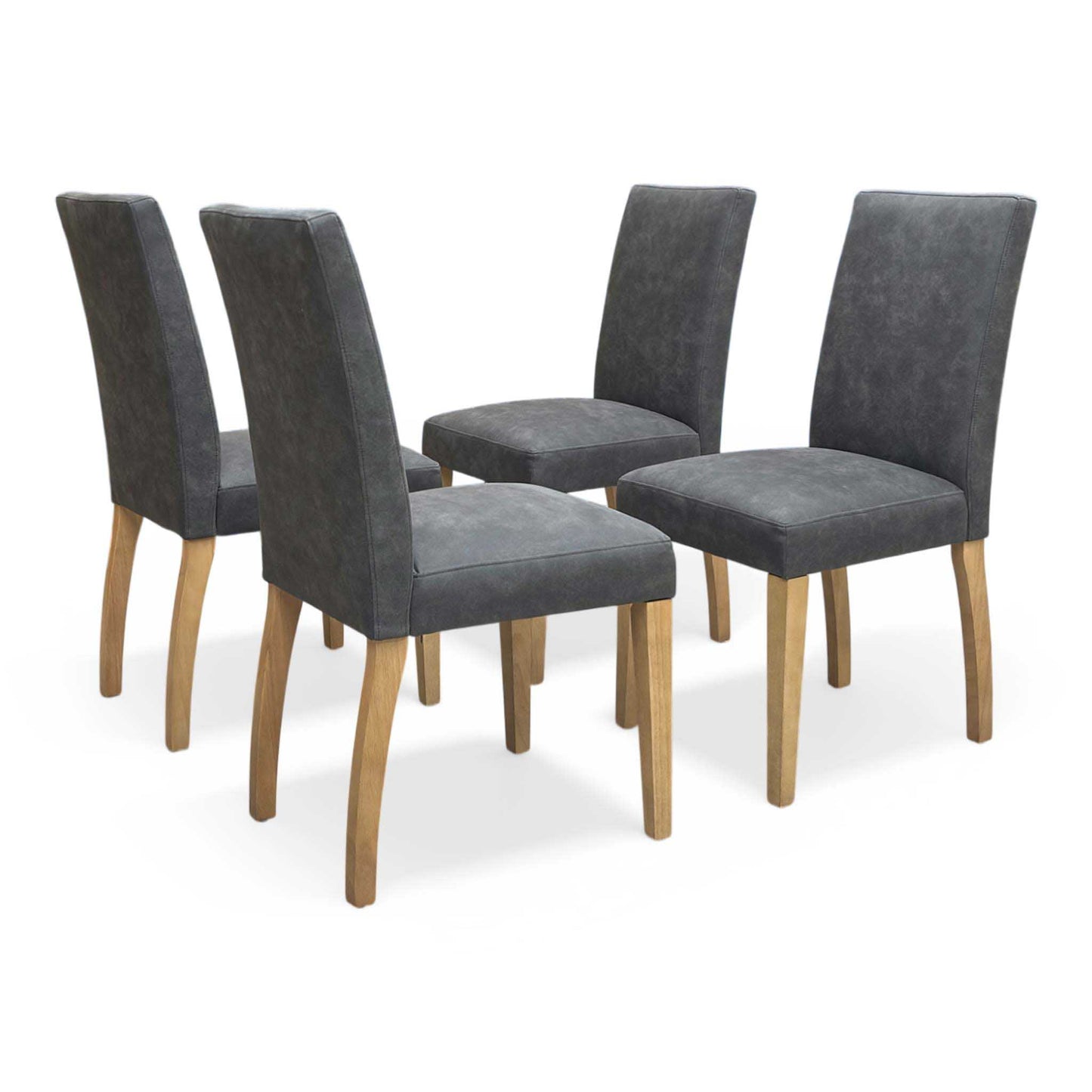 Furnitureland ‘Augusta’ Solid Oak Small Rectangular Extending Dining Table with Grey Cowboy Upholstered Dining Chairs - Set of 4