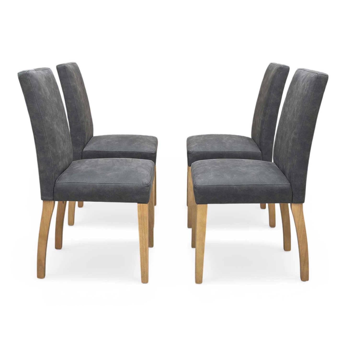 Furnitureland ‘Augusta’ Solid Oak Small Rectangular Extending Dining Table with Grey Cowboy Upholstered Dining Chairs - Set of 4