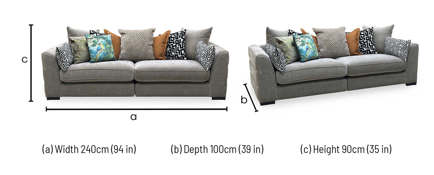 ‘Bryan’ Mink Fabric 4 Seater Scatter Back Split Frame Sofa