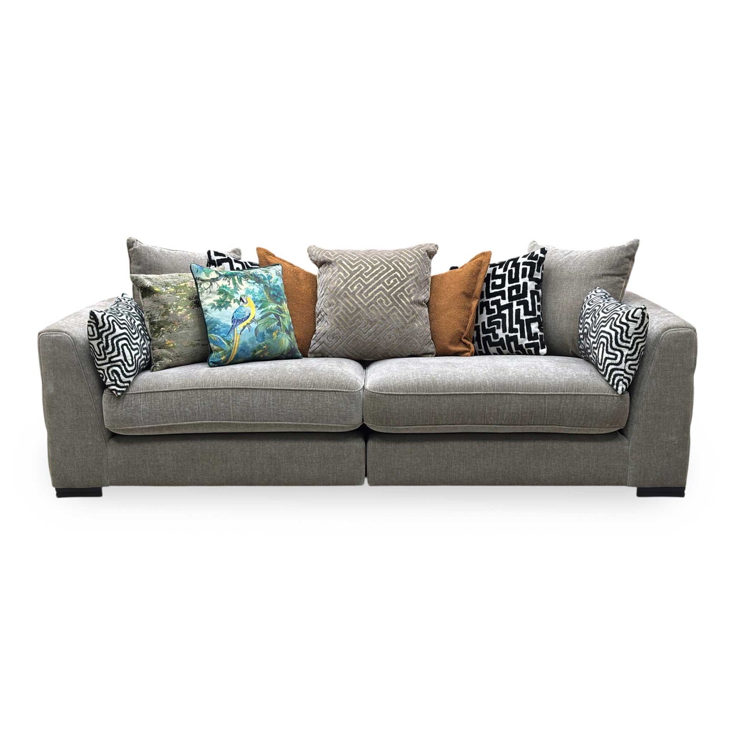 ‘Bryan’ Mink Fabric 4 Seater Scatter Back Split Frame Sofa