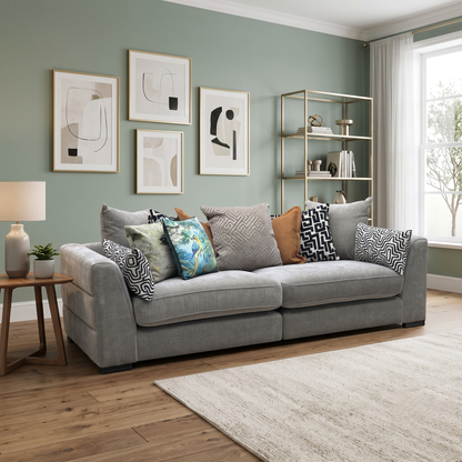 ‘Bryan’ Mink Fabric 4 Seater Scatter Back Split Frame Sofa