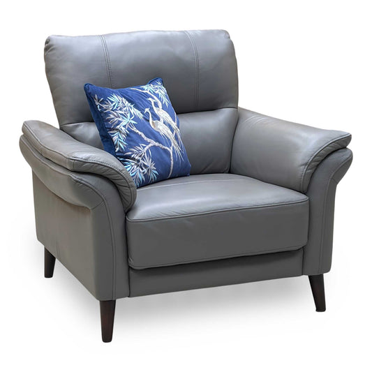 ‘Winner' Oslo Cat-40_15 Elephant Grey Leather Armchair