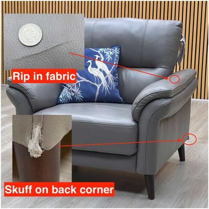 ‘Winner' Oslo Cat-40_15 Elephant Grey Leather Armchair – view 9