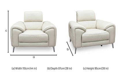 ‘Vino’ Cat-60_05 Bone China Cream Leather Power Recliner Chair with Power Headrest and Heated Seat