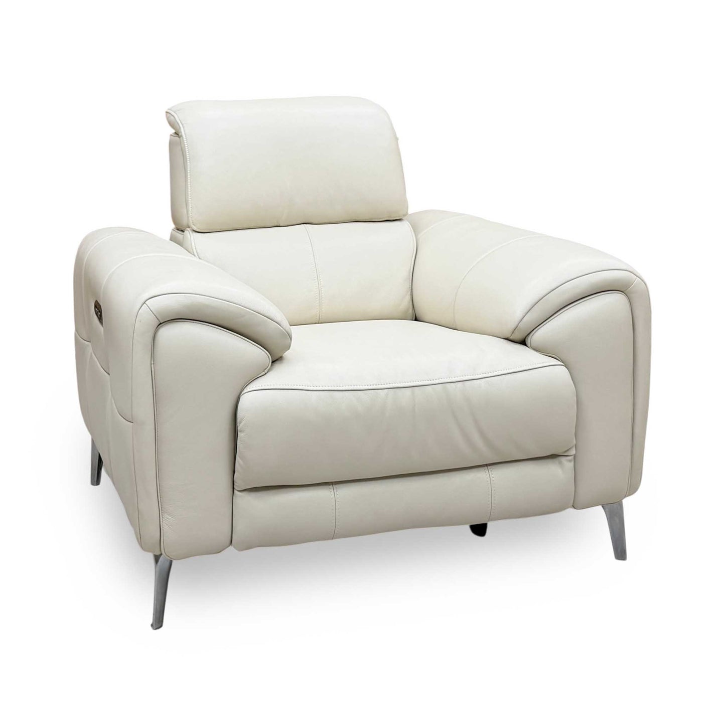 ‘Vino’ Cat-60_05 Bone China Cream Leather Power Recliner Chair with Power Headrest and Heated Seat