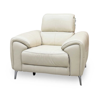 ‘Vino’ Cat-60_05 Bone China Cream Leather Power Recliner Chair with Power Headrest and Heated Seat