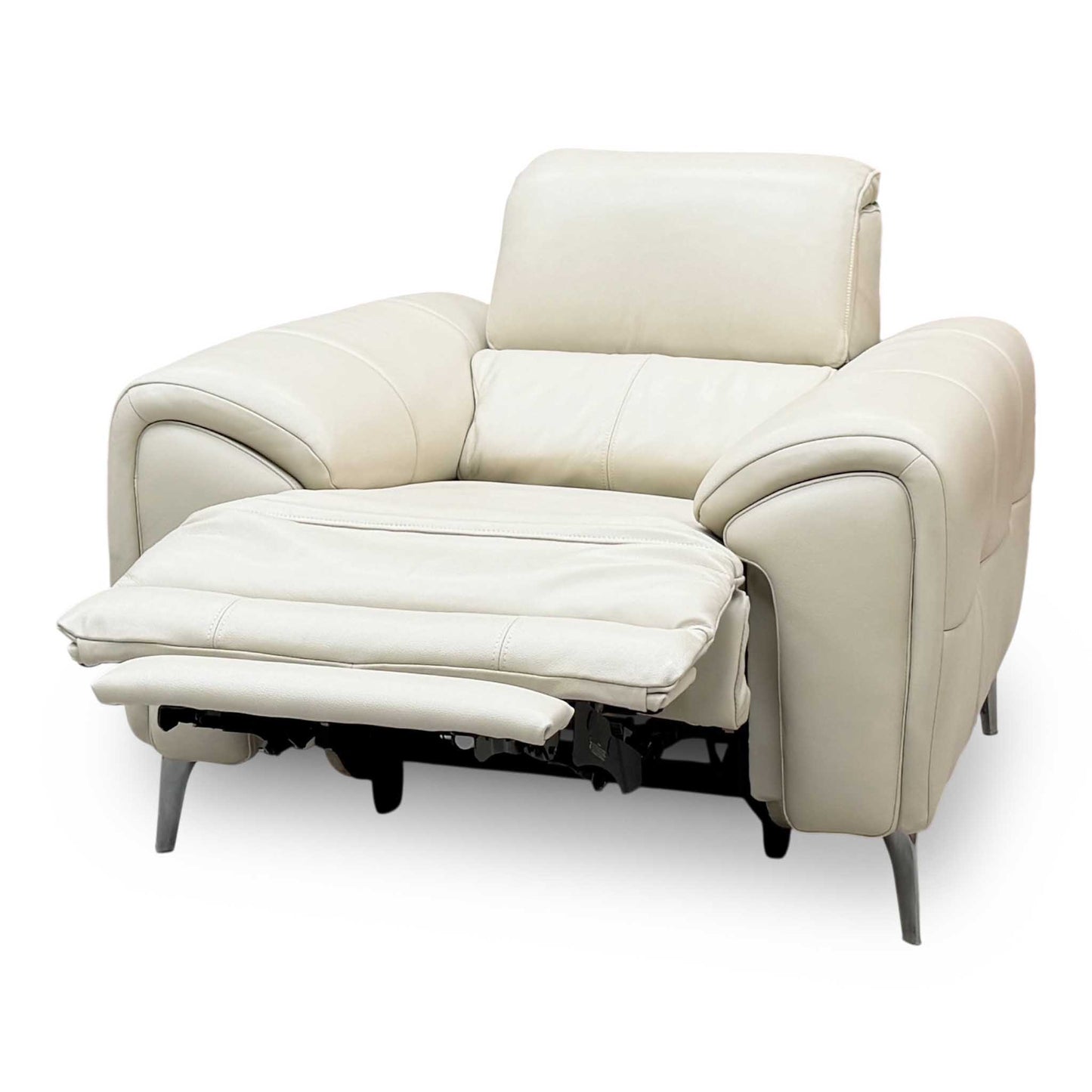‘Vino’ Cat-60_05 Bone China Cream Leather Power Recliner Chair with Power Headrest and Heated Seat