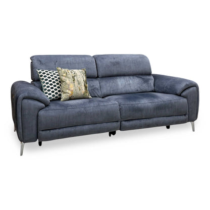 ‘Vino' 52001 Granite Fabric 3 Seater Power Recliner Sofa with Power Headrests and Heated Seats – view 4