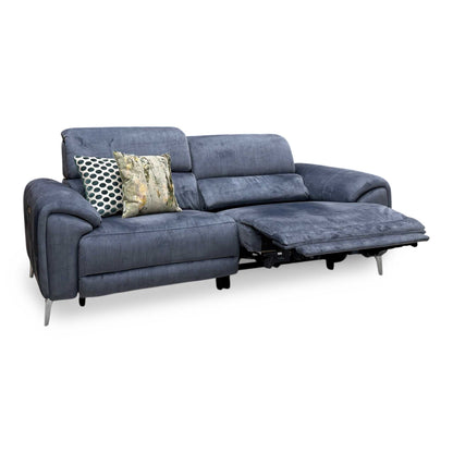 ‘Vino' 52001 Granite Fabric 3 Seater Power Recliner Sofa with Power Headrests and Heated Seats