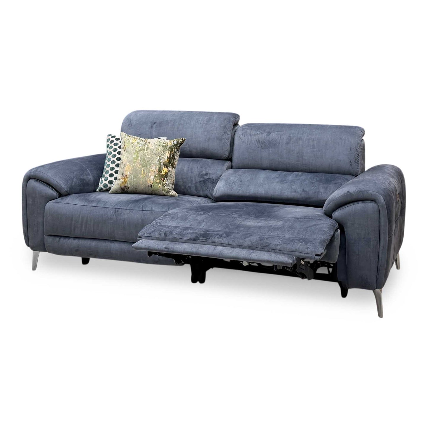 ‘Vino' 52001 Granite Fabric 3 Seater Power Recliner Sofa with Power Headrests and Heated Seats – view 7