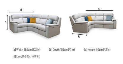 G Plan ‘Thornbury’ H006 Oxford Light Grey Leather Small Power Recliner Left Hand Facing Corner Sofa with Power Headrests and Power Lumbar