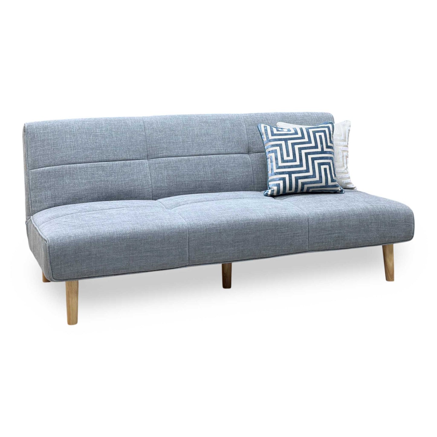 ‘Miyagi’ Mist Grey Linen Fabric Futon Sofa Bed