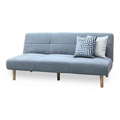 ‘Miyagi’ Mist Grey Linen Fabric Futon Sofa Bed