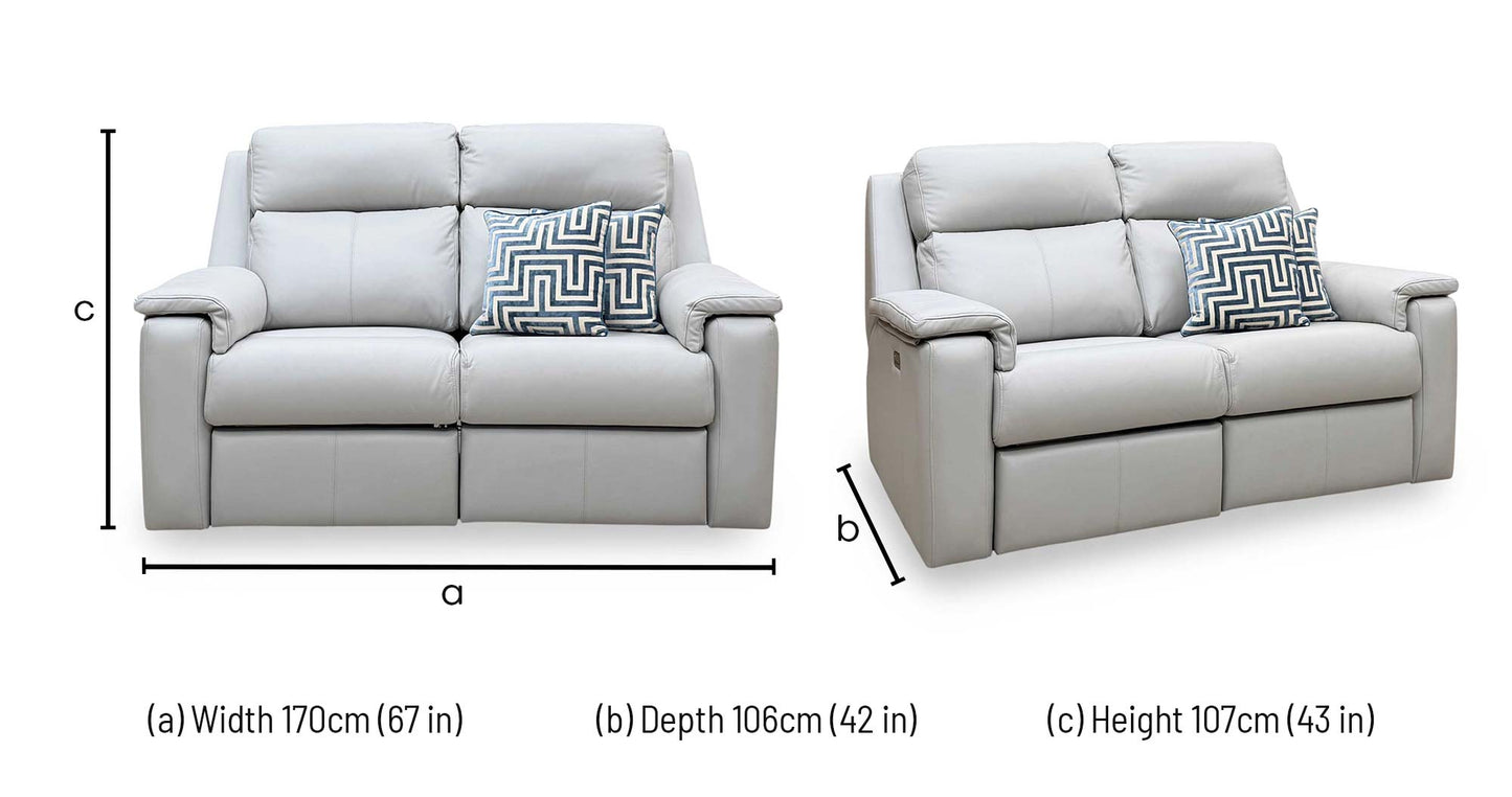 G Plan ‘Thornbury’ H006 Oxford Light Grey Leather 2 Seater Power Recliner Sofa with Power Headrests and Power Lumbar
