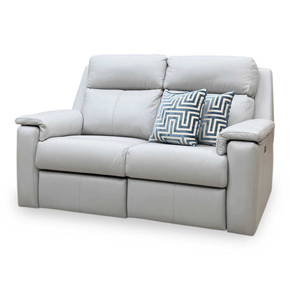 G Plan ‘Thornbury’ H006 Oxford Light Grey Leather 2 Seater Power Recliner Sofa with Power Headrests and Power Lumbar