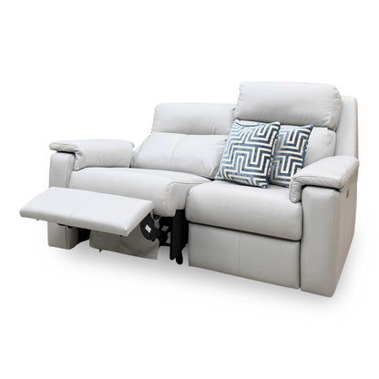 G Plan ‘Thornbury’ H006 Oxford Light Grey Leather 2 Seater Power Recliner Sofa with Power Headrests and Power Lumbar