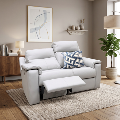G Plan ‘Thornbury’ H006 Oxford Light Grey Leather 2 Seater Power Recliner Sofa with Power Headrests and Power Lumbar