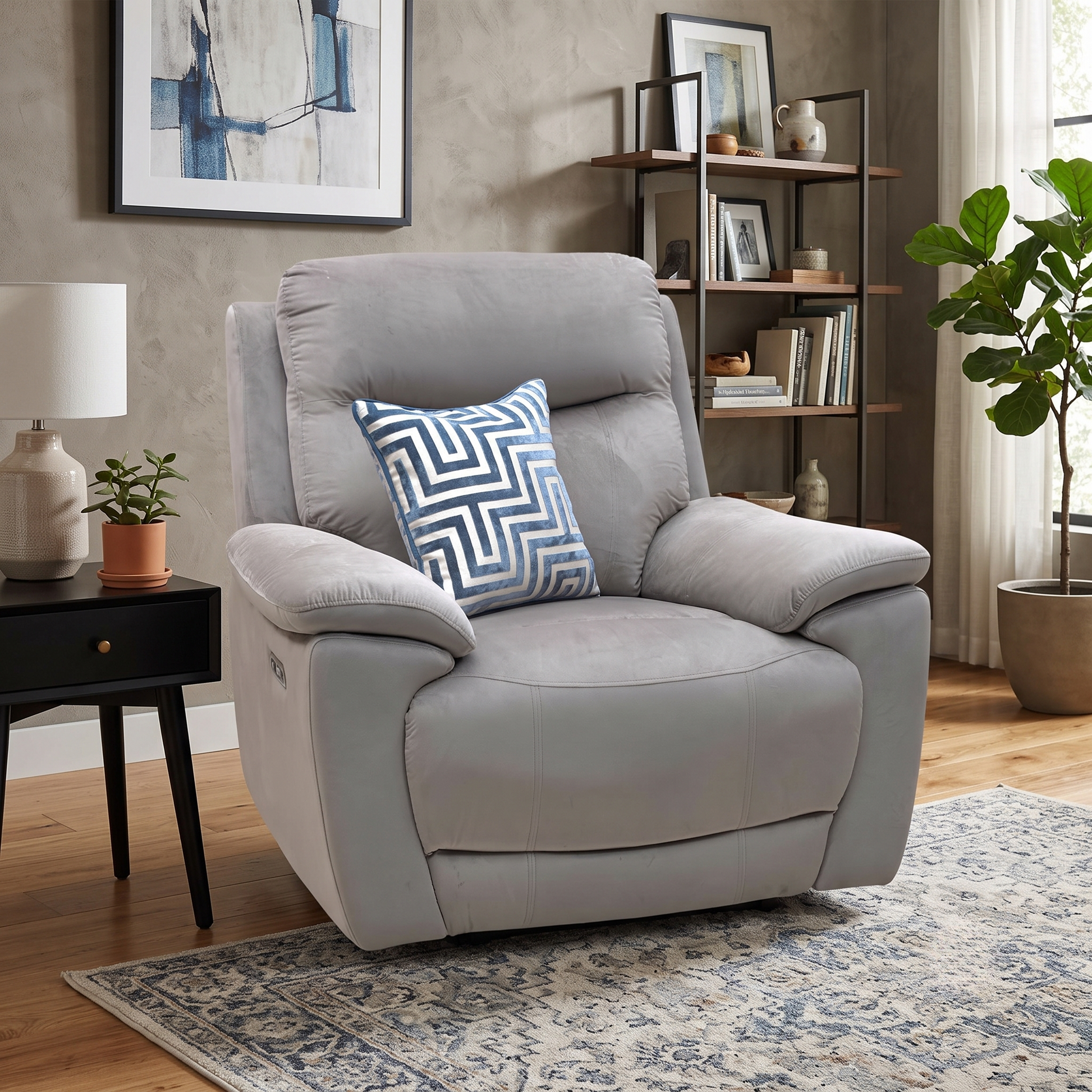 ‘Sloane’ Opulence Cedar Velvet Fabric Power Recliner Chair – view 2