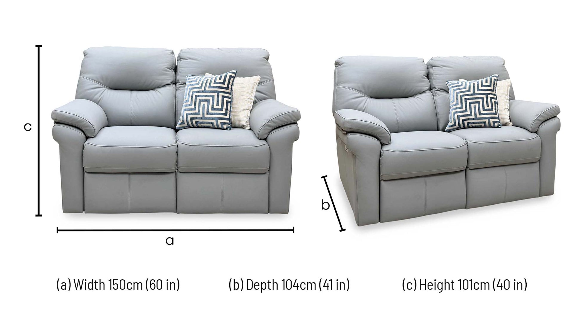 G Plan ‘Seattle’ Bluish Grey Leather 2 Seater Power Recliner Sofa – view 10