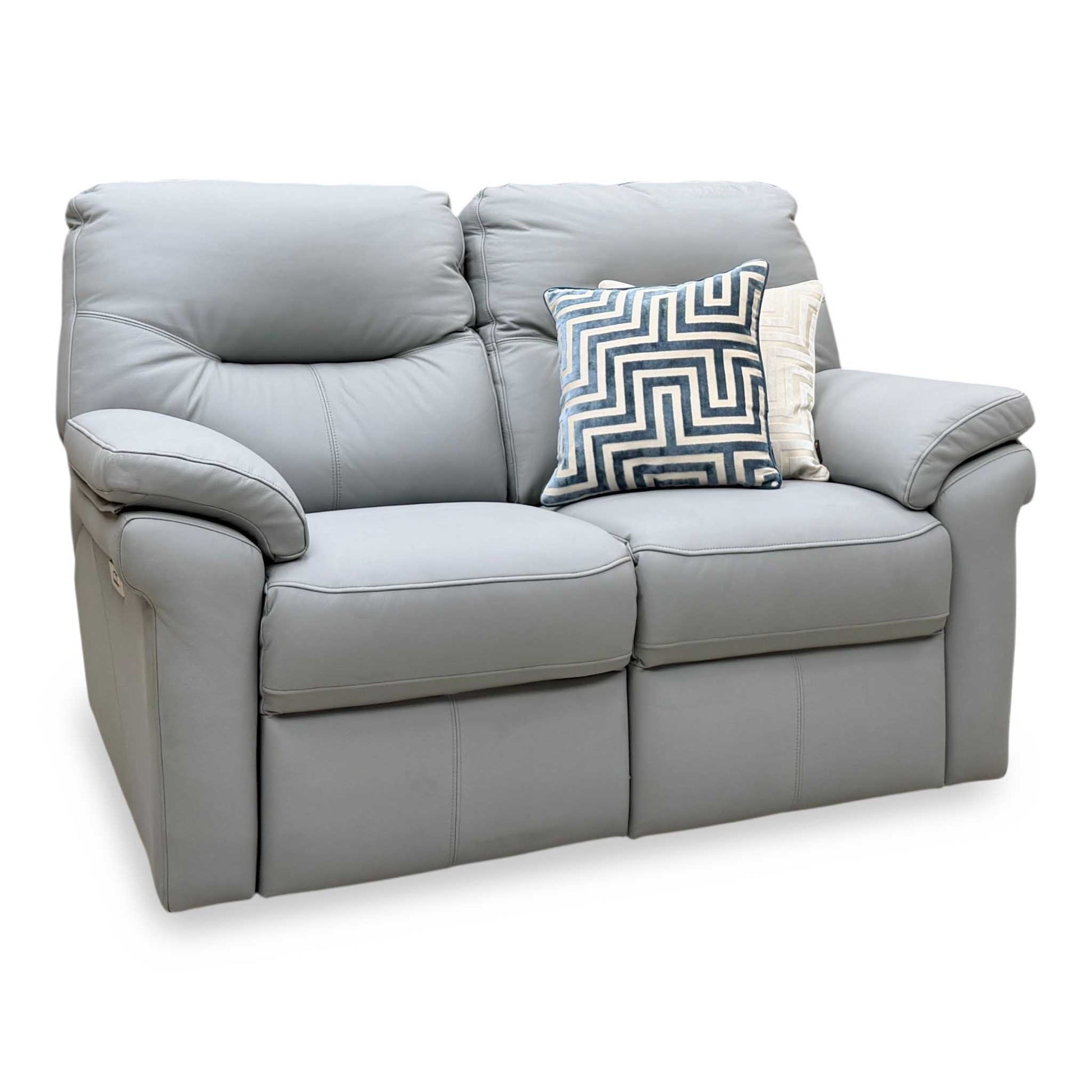 G Plan ‘Seattle’ Bluish Grey Leather 2 Seater Power Recliner Sofa – view 4