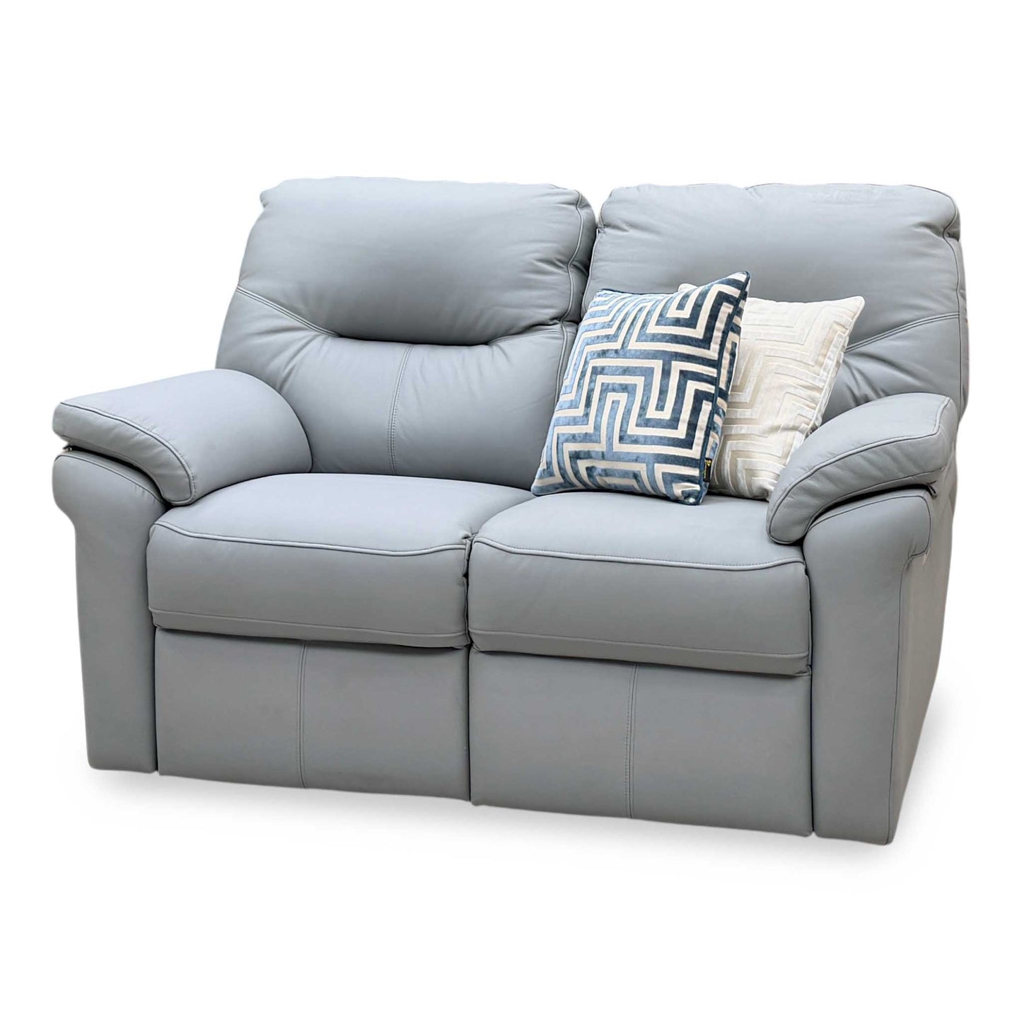 G Plan ‘Seattle’ Bluish Grey Leather 2 Seater Power Recliner Sofa – view 6
