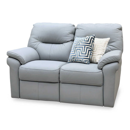 G Plan ‘Seattle’ Bluish Grey Leather 2 Seater Power Recliner Sofa – view 6
