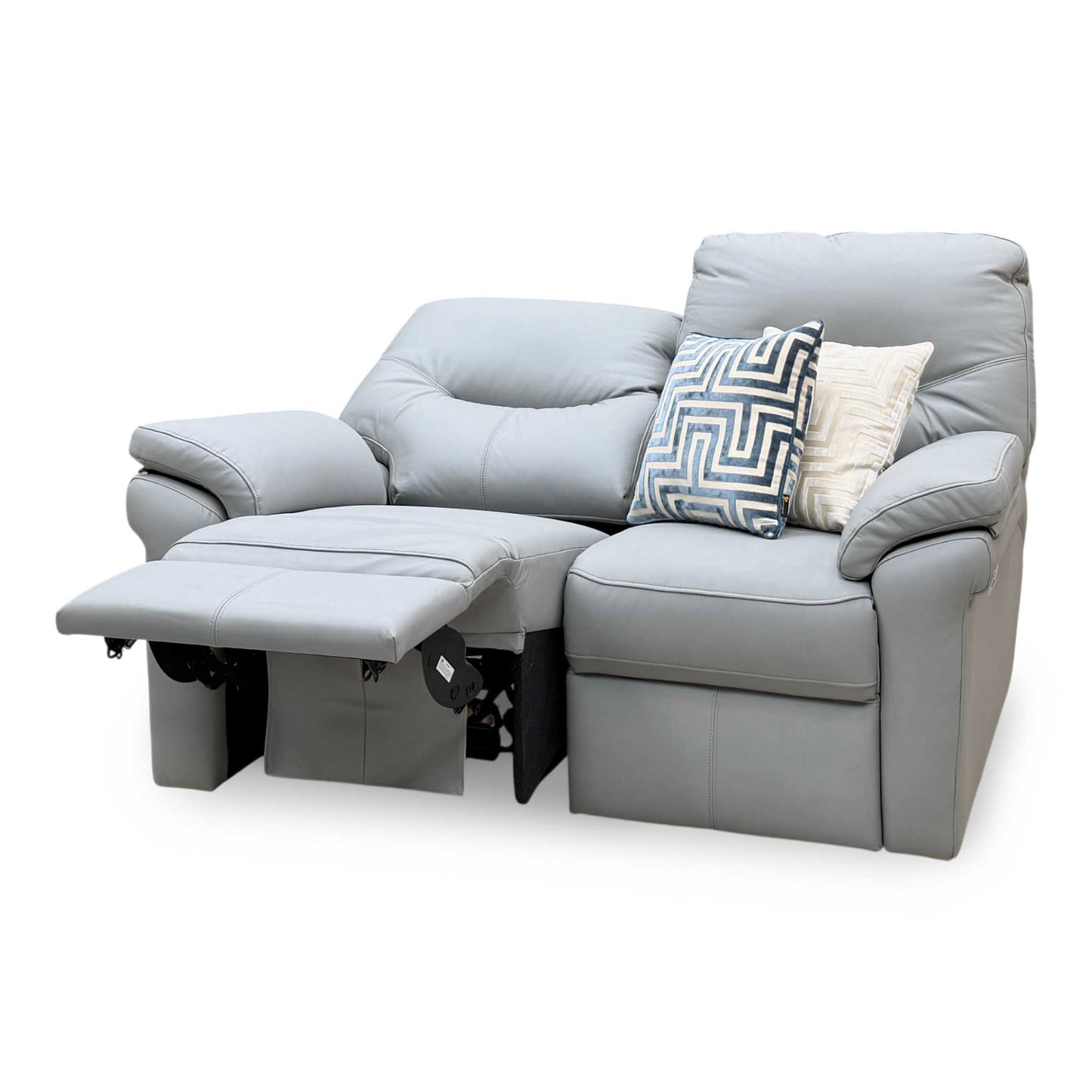 G Plan ‘Seattle’ Bluish Grey Leather 2 Seater Power Recliner Sofa – view 7