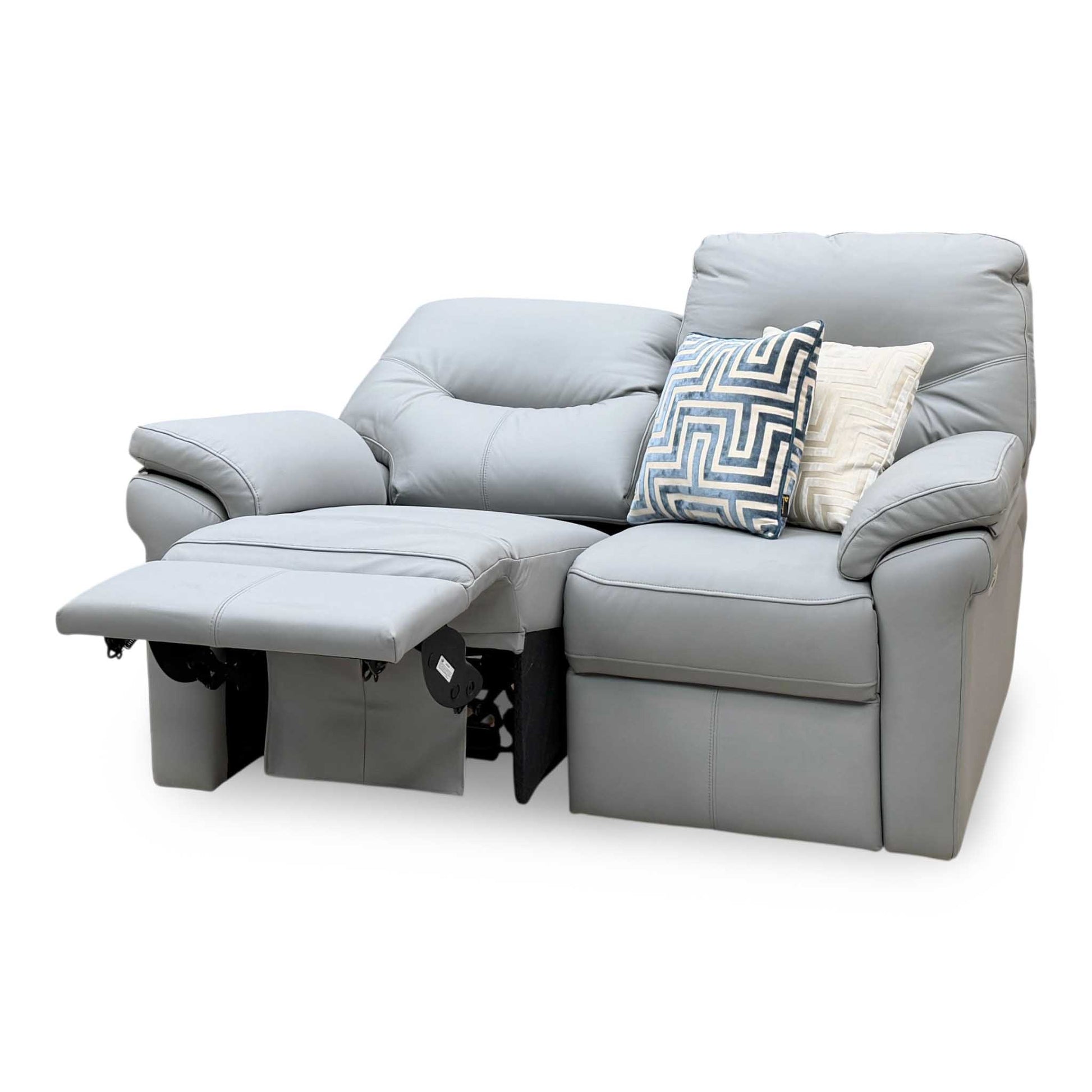 G Plan ‘Seattle’ Bluish Grey Leather 2 Seater Power Recliner Sofa – view 7