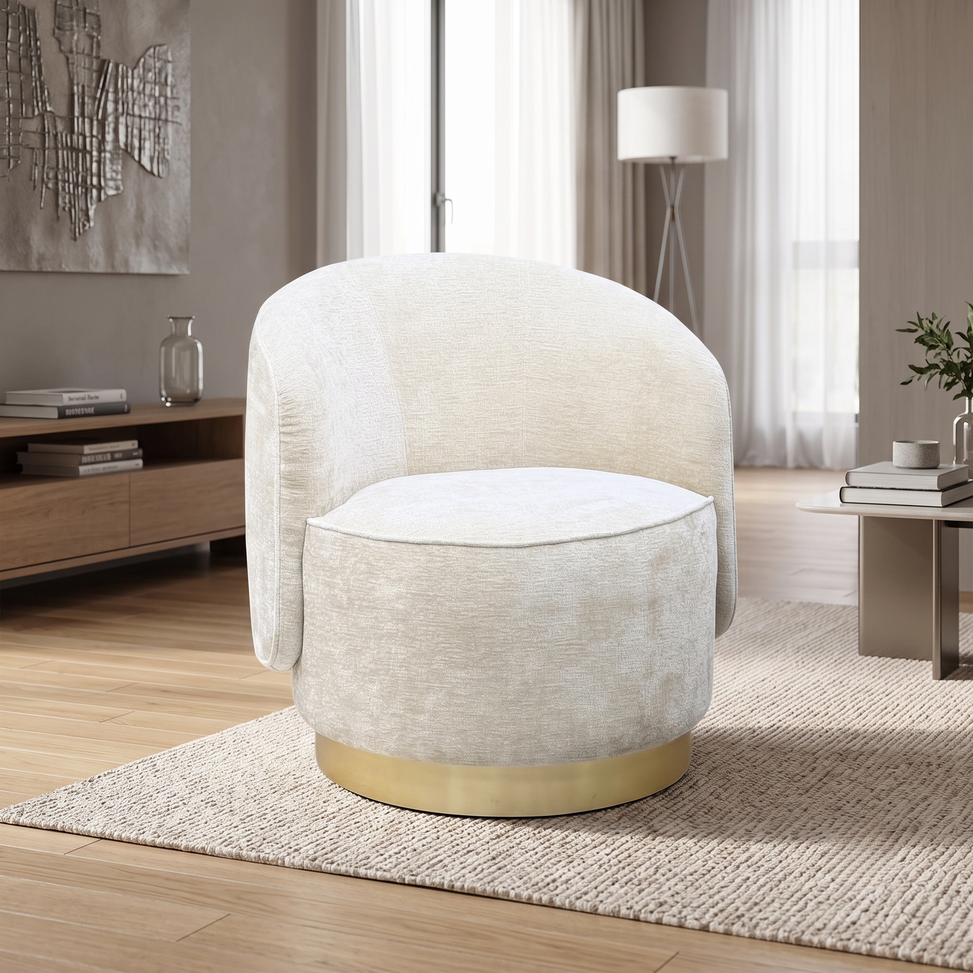 ‘Savoy’ Imperial Oyster Fabric Accent Chair – view 2