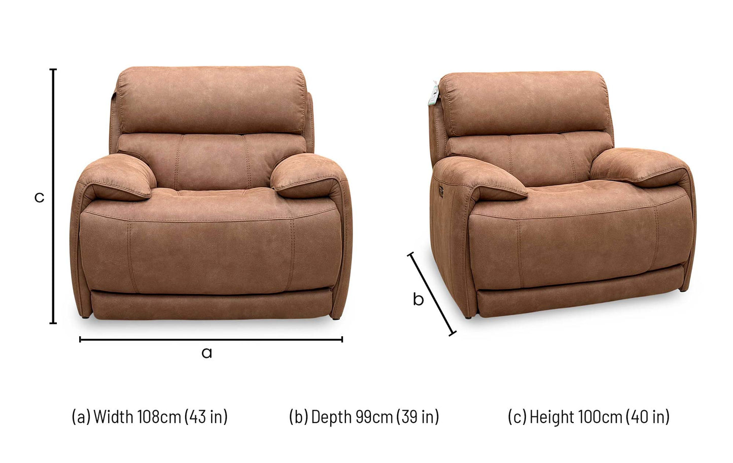 ‘Rocco’ Bfa-Blj-R05 Hazelnut Brown Fabric Power Recliner Rocker Armchair with Power Headrest – view 10