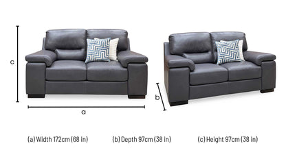 Marinelli ‘Oskar’ Grey Leather 2 Seater Sofa – view 7