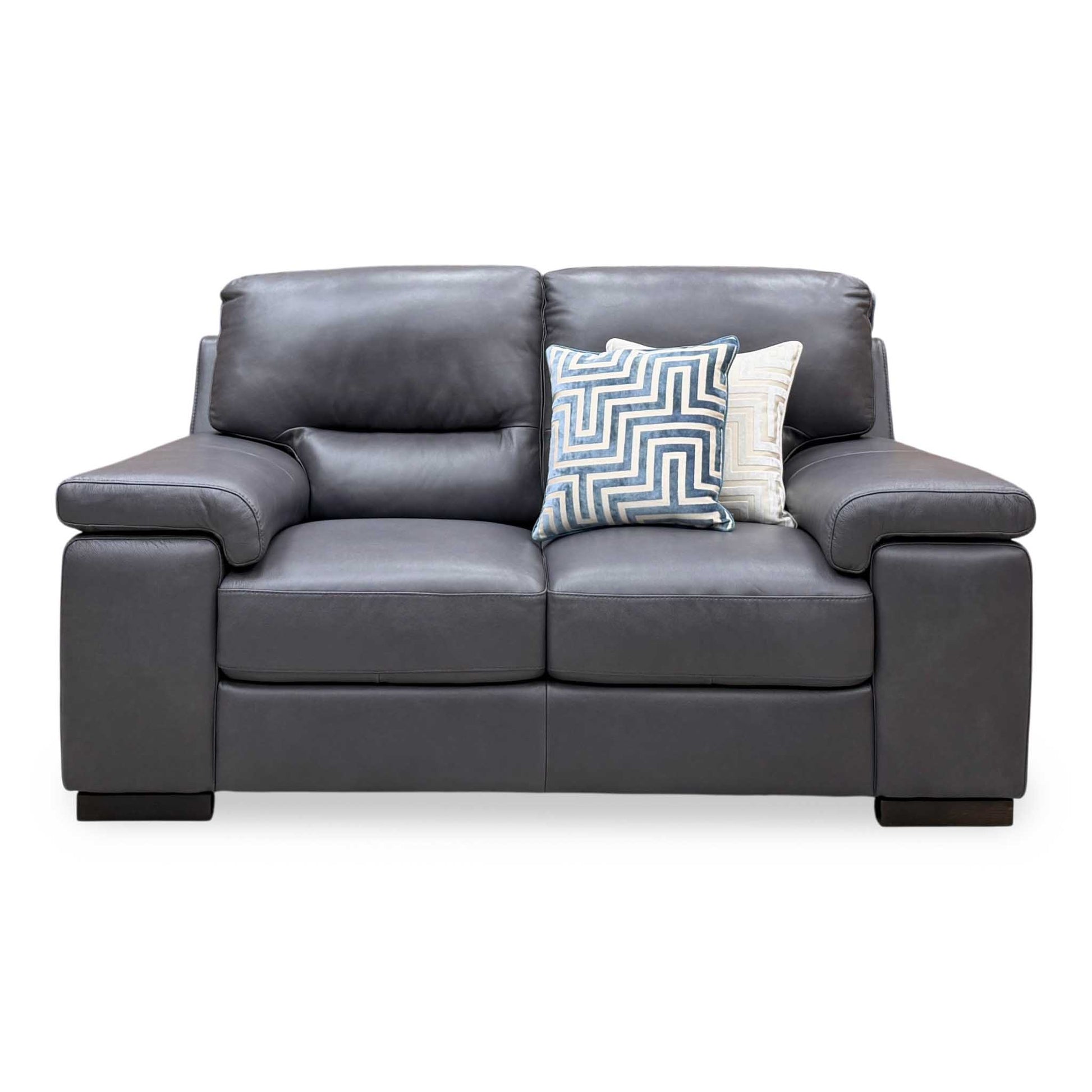 Marinelli ‘Oskar’ Grey Leather 2 Seater Sofa – view 4
