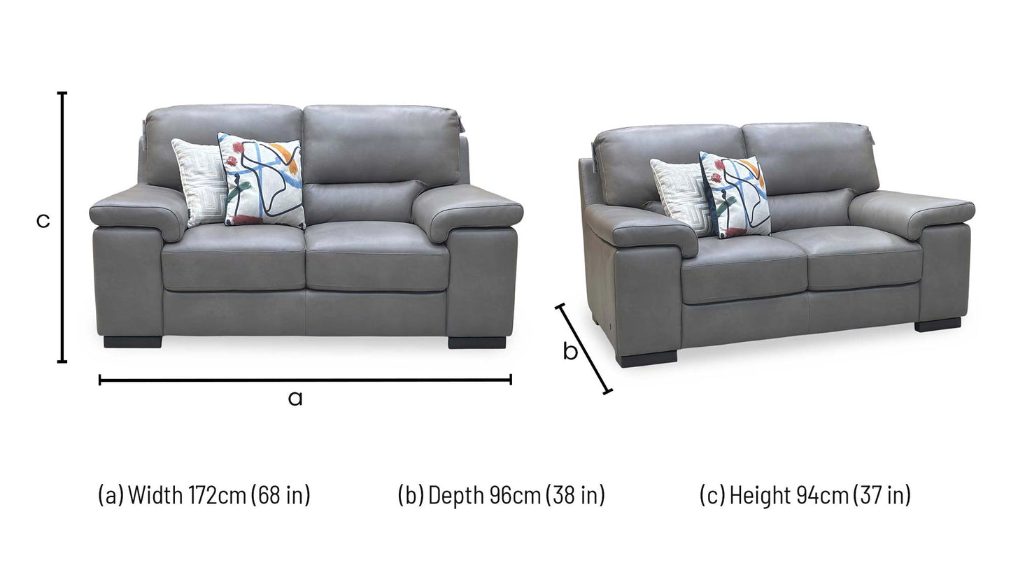 Marinelli ‘Oskar’ Grey Leather 2 Seater Sofa – view 7