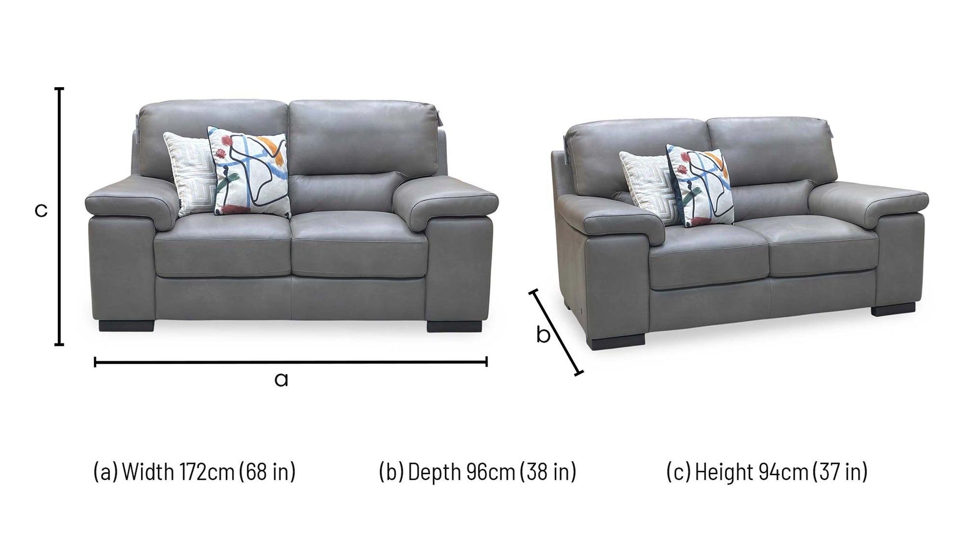 Marinelli ‘Oskar’ Grey Leather 2 Seater Sofa – view 7