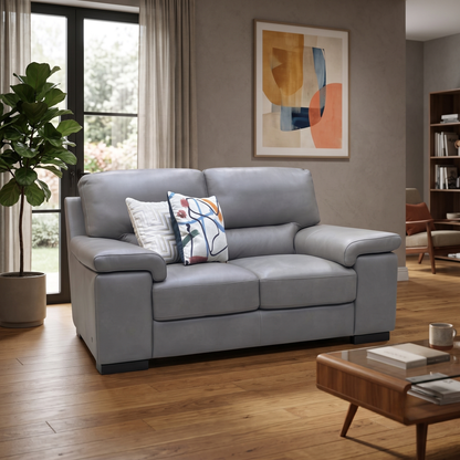 Marinelli ‘Oskar’ Grey Leather 2 Seater Sofa – view 2