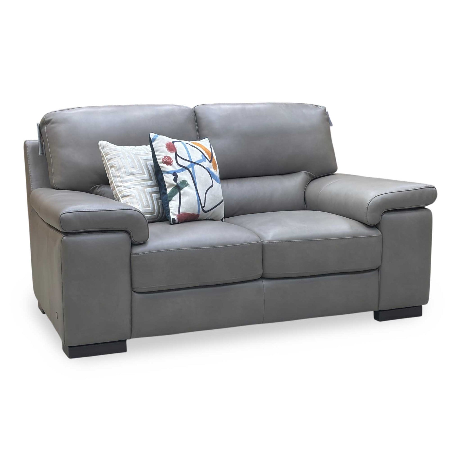 Marinelli ‘Oskar’ Grey Leather 2 Seater Sofa