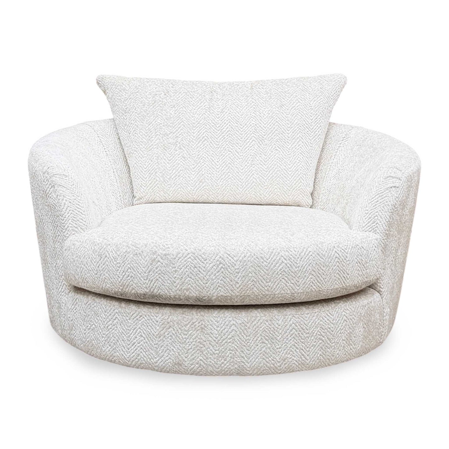 ‘Pandora’ Chevron Ivory White Fabric Large Swivel Chair – view 4